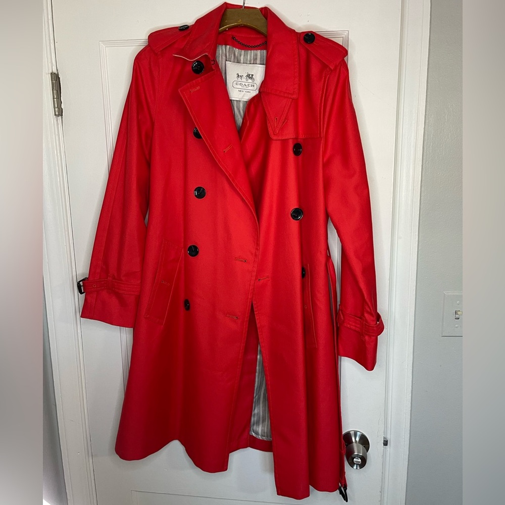 Coach Vibrant Scarlet Trench Coat
